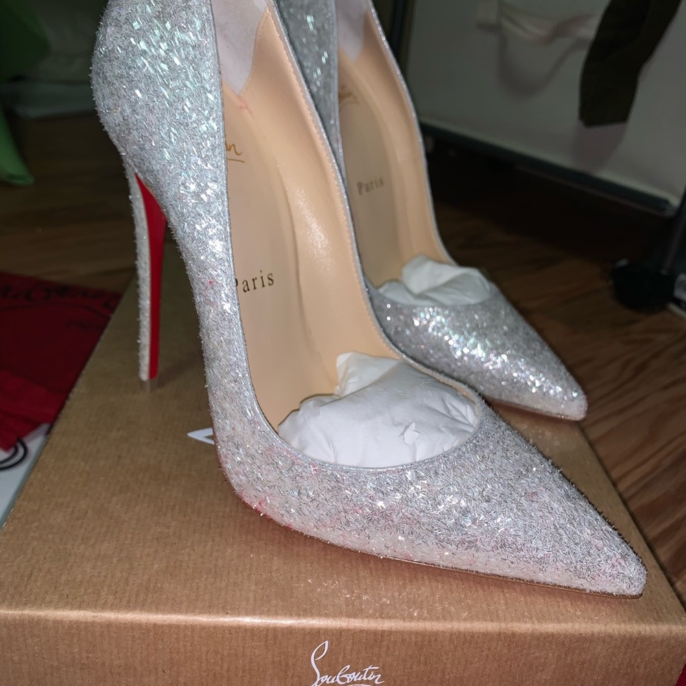 Christian louboutin so late 120 glitter givre